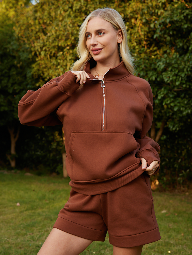 Comfy Outfits Lounge Set Long Sleeve Hoodie with Shorts